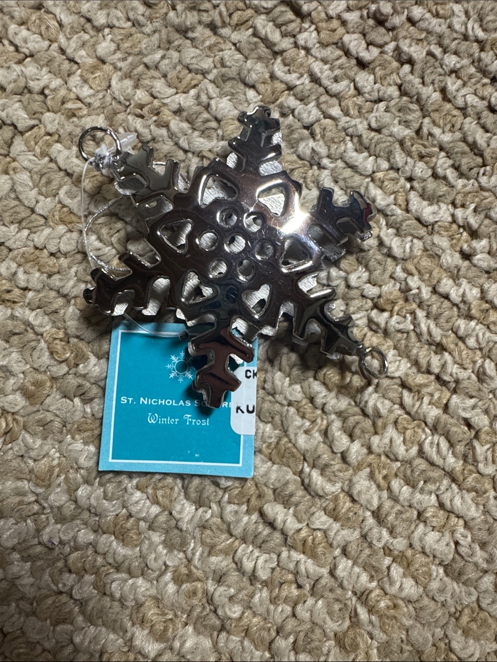 St. Nicholas Square Silver Metallic Snowflake Ornament